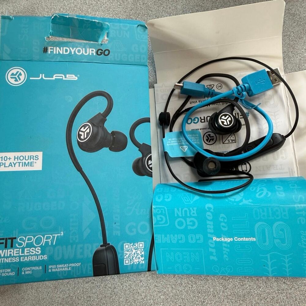 JBUDS FIT SPORT 3 Wireless Fitness earbuds 5 sets tips charging cable  & fins